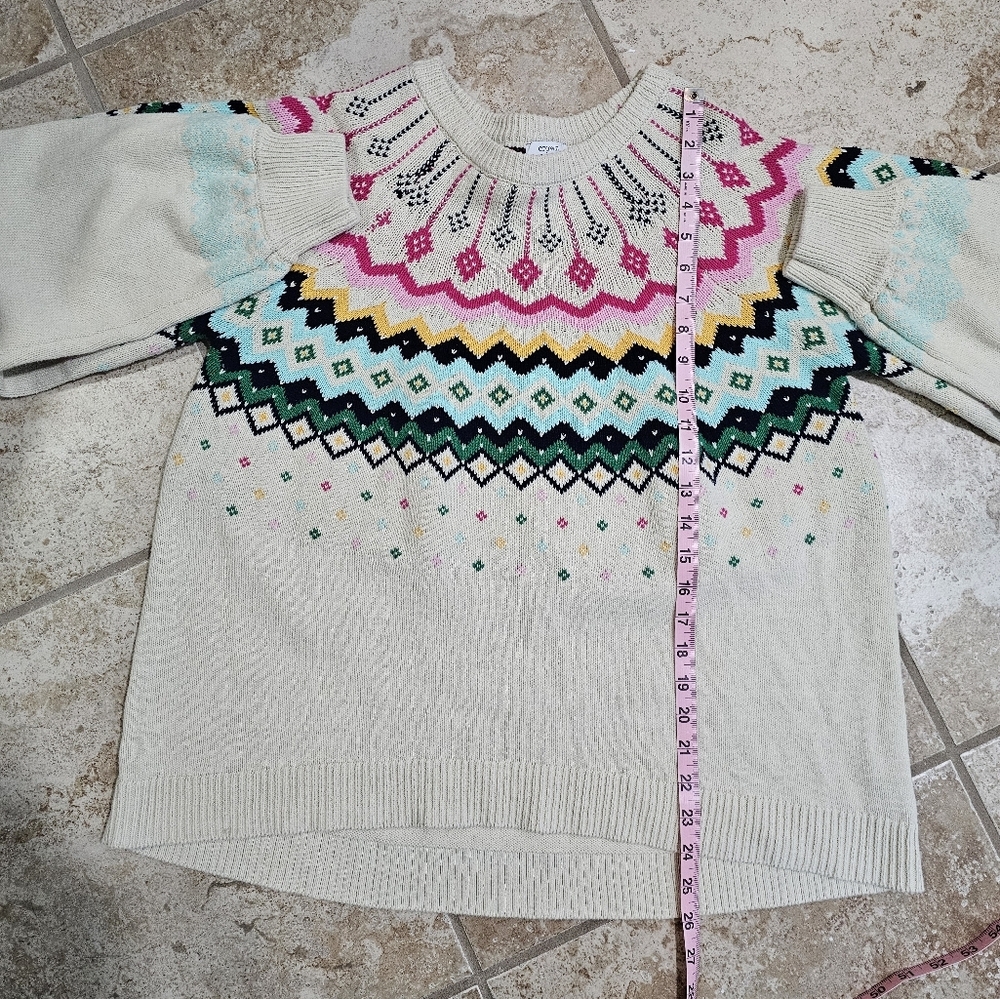 Crown & Ivy Women Luxe Fair Isle Colorful Knit Sweater XXL Preppy Coquette Chic - Picture 7 of 7